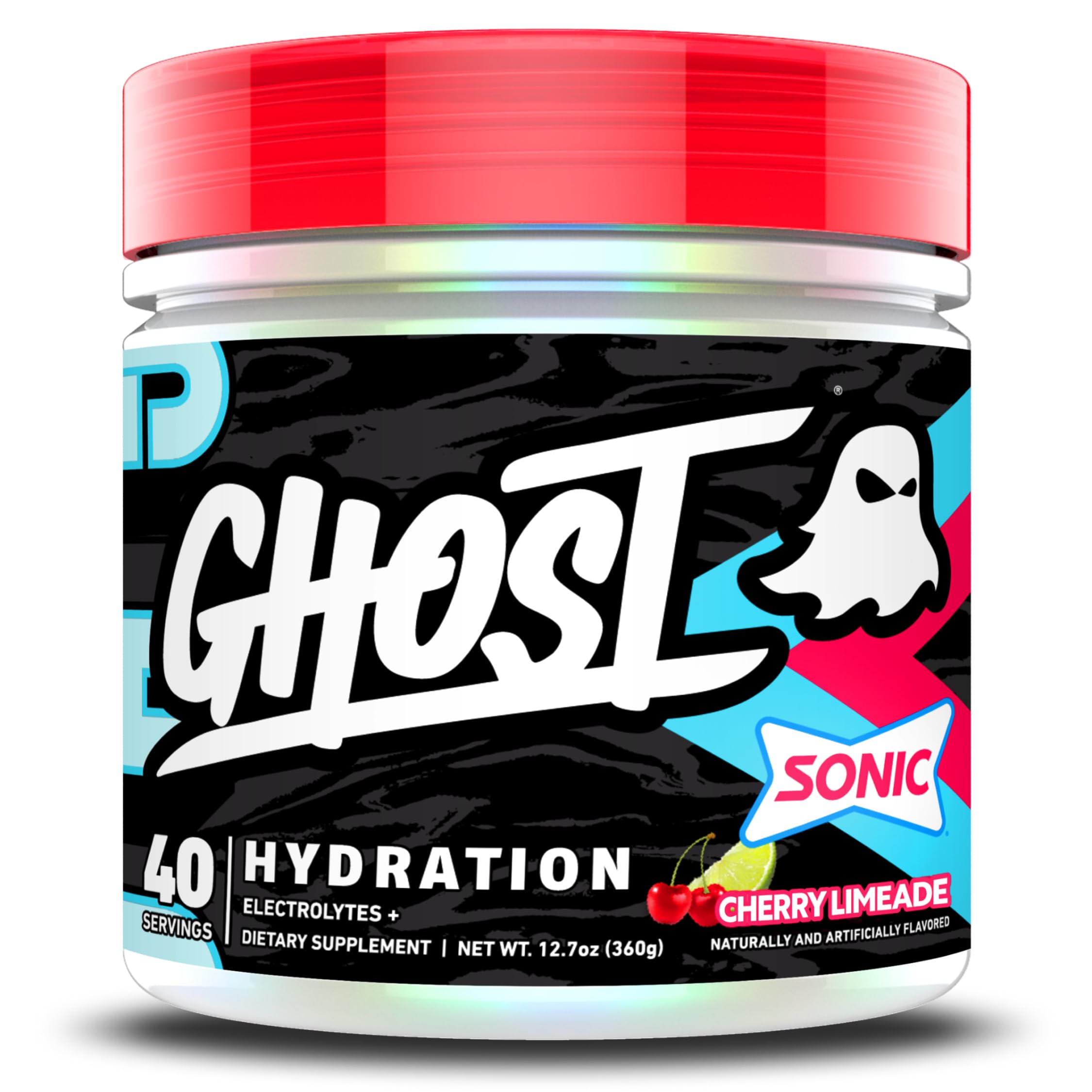 GHOST envase frontal mostrando sabor Sonic Cherry Limeade y fácil identificación