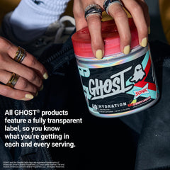 GHOST envase en mano para comparar tamaño y servir 40 raciones