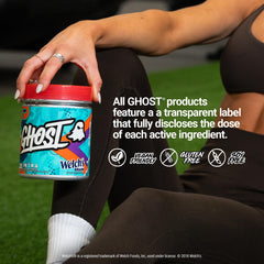 Etiqueta GHOST con dosis transparentes de BCAAs, EAAs y nootrópicos