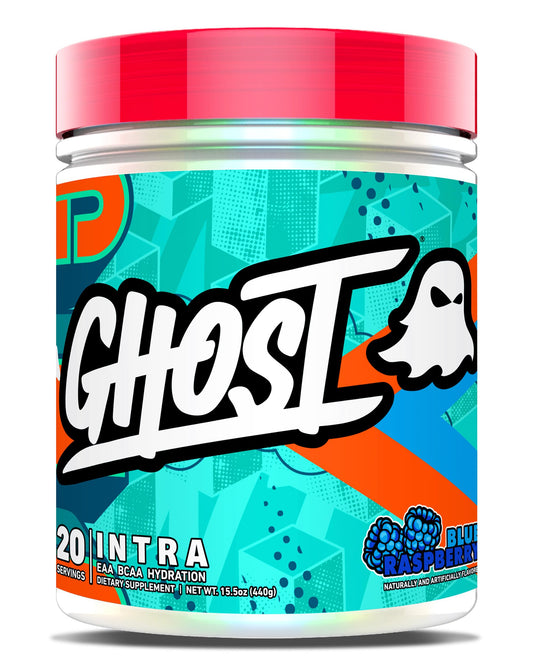 GHOST Intra frontal del envase con sabor Blue Raspberry y diseño claro para identificación
