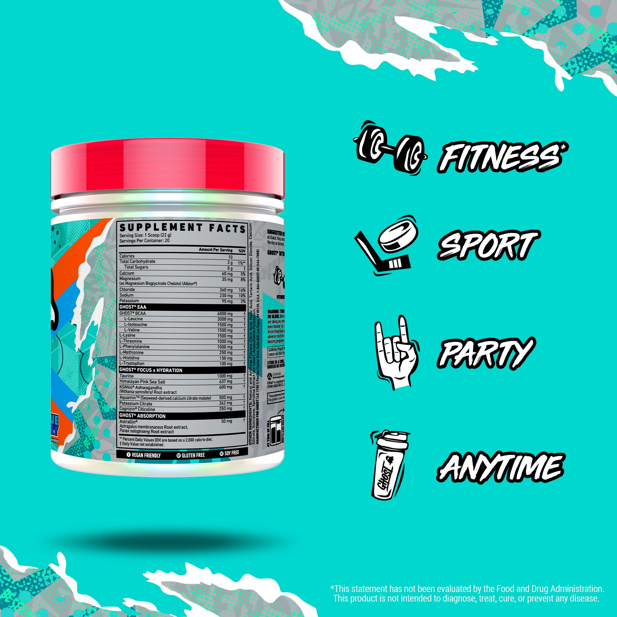 GHOST Intra servido en vaso durante entrenamiento para hidratación y enfoque