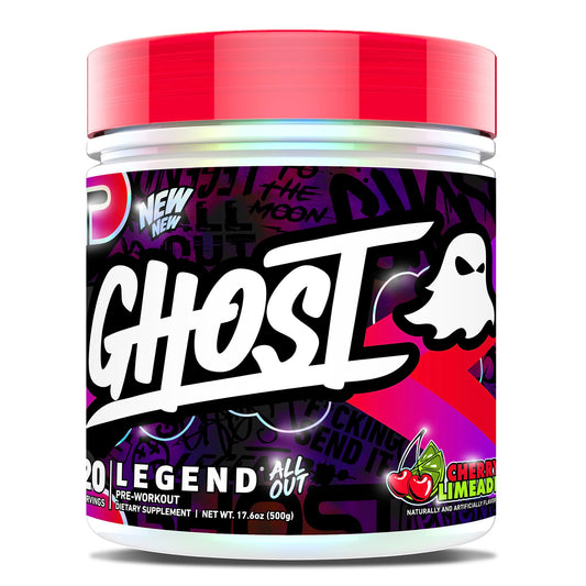 GHOST envase frontal Cherry Limeade mostrando etiqueta transparente y beneficio de dosificación clara