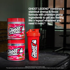 Etiqueta transparente de GHOST Legend que muestra ingredientes y dosis claras