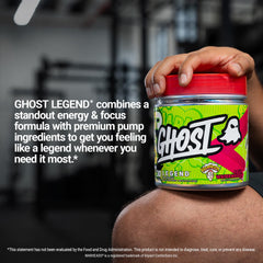 Etiqueta transparente de GHOST con dosis visibles y lista de ingredientes