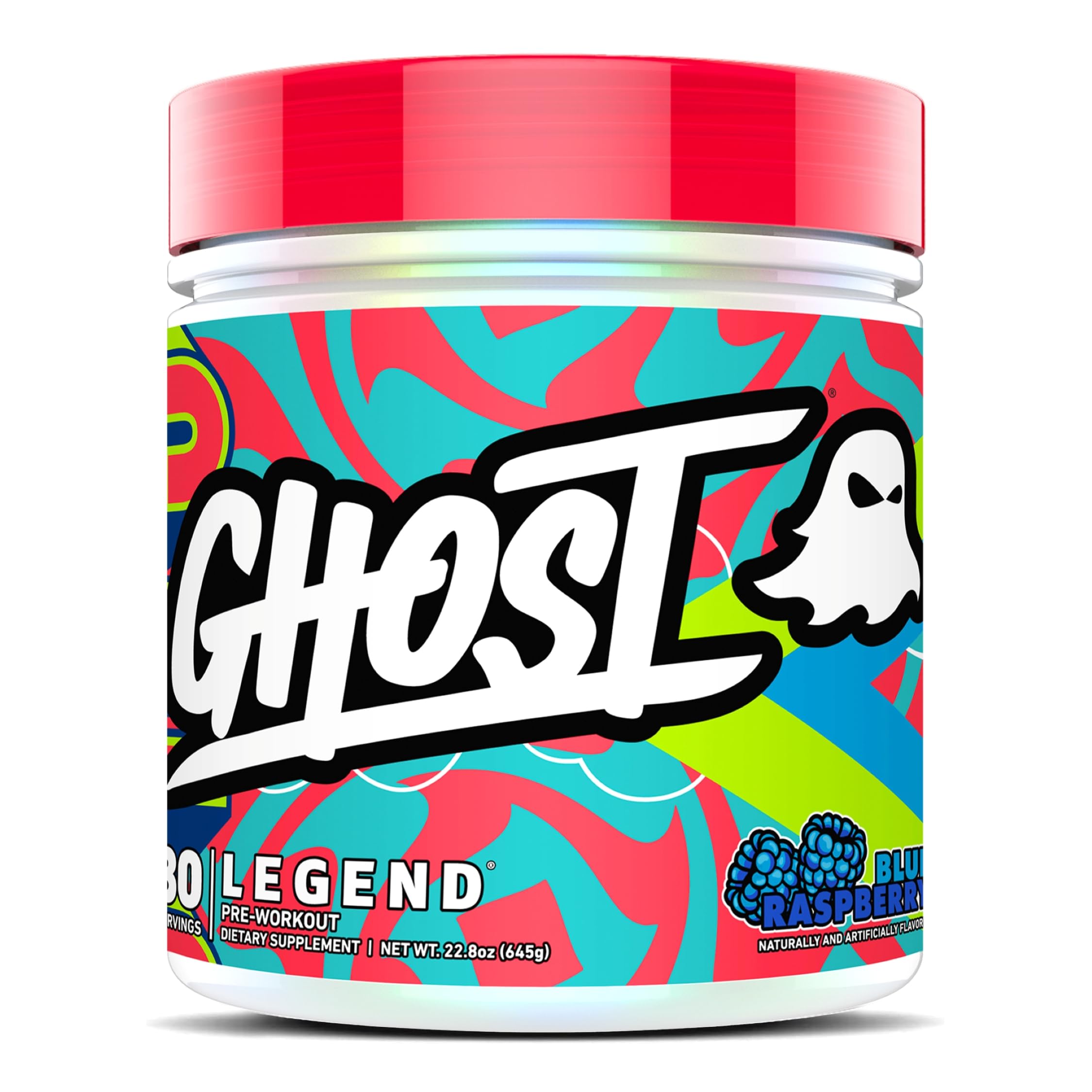 GHOST envase frontal Blue Raspberry mostrando diseño y sabor