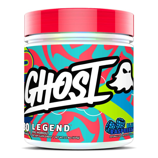 GHOST envase frontal Blue Raspberry mostrando diseño y sabor