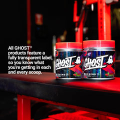 GHOST bote junto a una pesa para comparar tamaño y calcular 20 servicios por envase