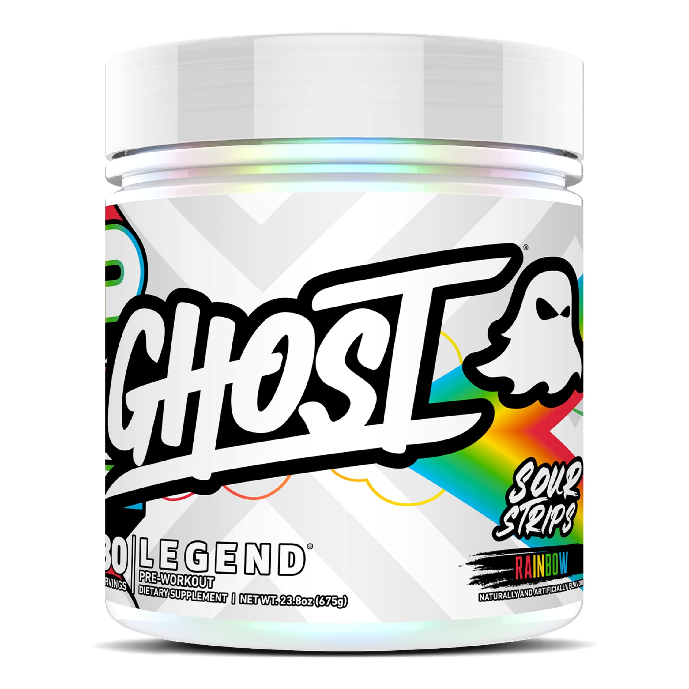 GHOST tarro frontal mostrando etiqueta y beneficio energía inmediata