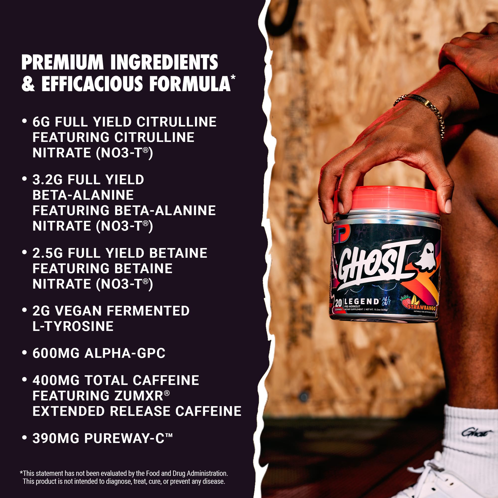 GHOST bebida preparada antes de entrenar, energía y enfoque