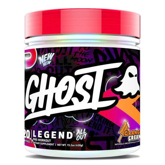 GHOST envase frontal Naranja Crema mostrando etiqueta transparente y beneficios
