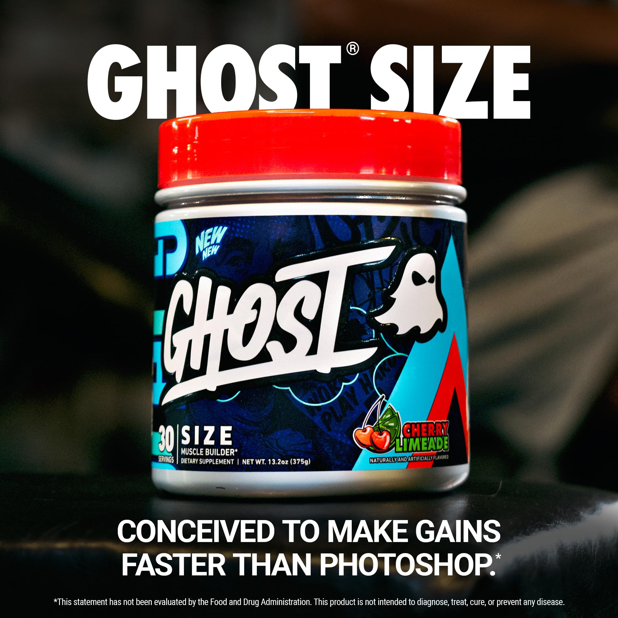 GHOST Size textura en polvo cerca para apreciar mezcla y solubilidad