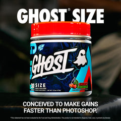 GHOST Size textura en polvo cerca para apreciar mezcla y solubilidad