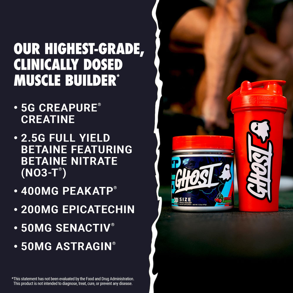 GHOST Size bebida mezclada en vaso listo para entrenar con sabor