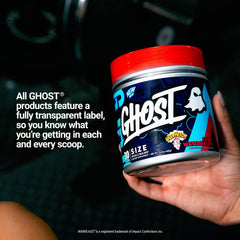 GHOST etiqueta transparente detalle de ingredientes para aseguramiento de dosis claras