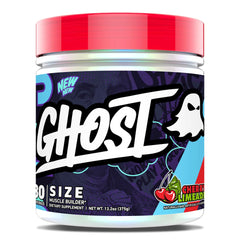 GHOST Size vista frontal del envase mostrando el diseño y beneficios