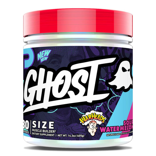 GHOST tarro frontal Warheads Sour Watermelon mostrando envase atractivo y claridad de marca