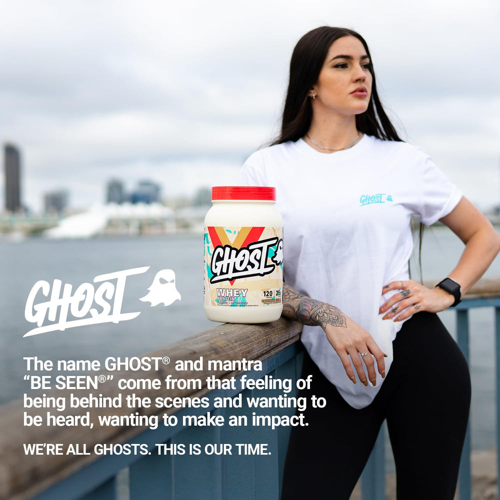 GHOST producto junto a una regla para comparar tamaño y duración aproximada