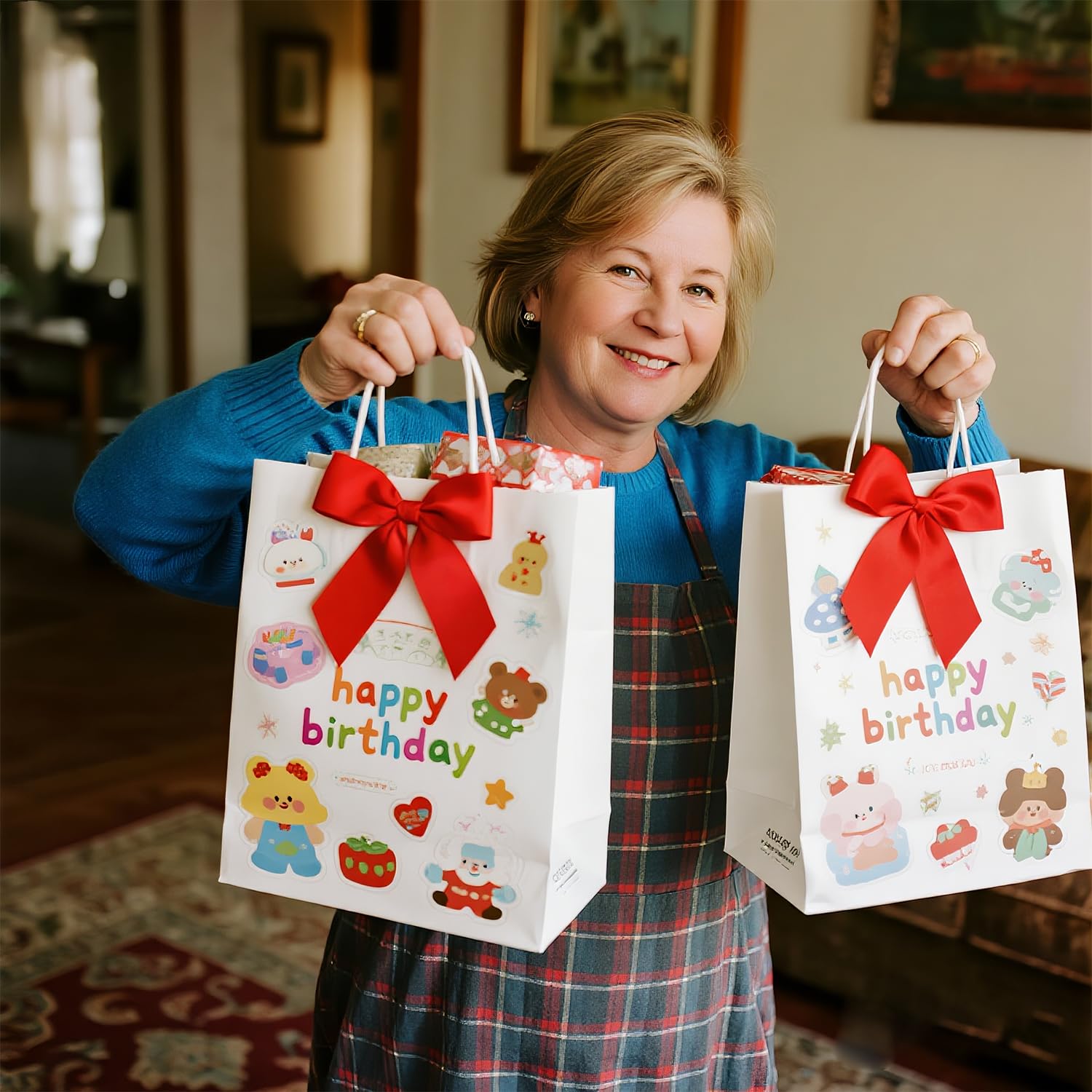 Ginkgo bolsa con regalo dentro demostrando uso en entrega de obsequios