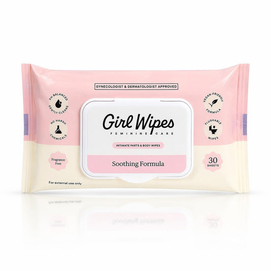 GIRLWIPES frente del paquete mostrando diseño práctico y fácil acceso