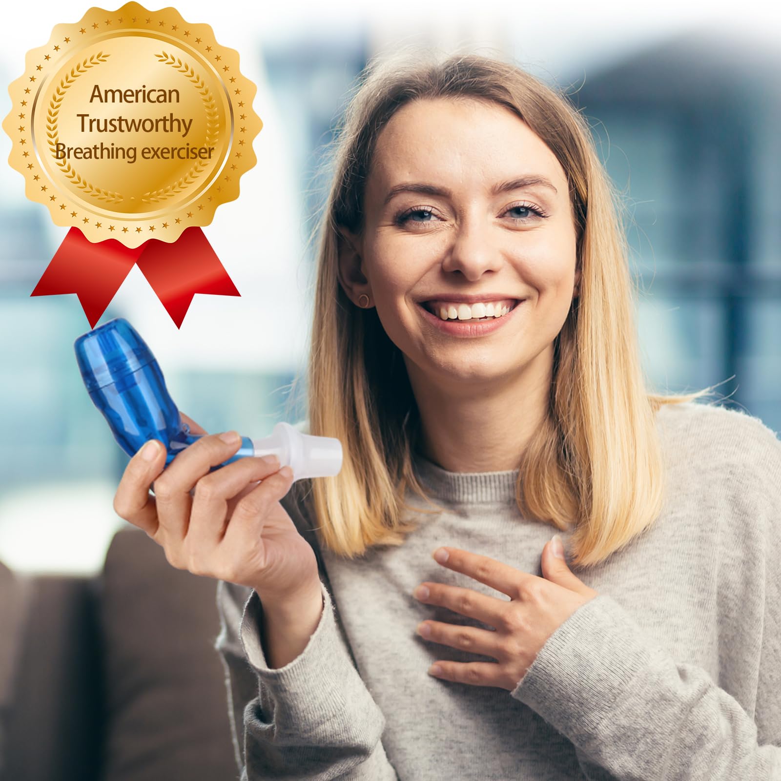 Giyosk dispositivo en uso por una persona realizando ejercicios respiratorios diarios