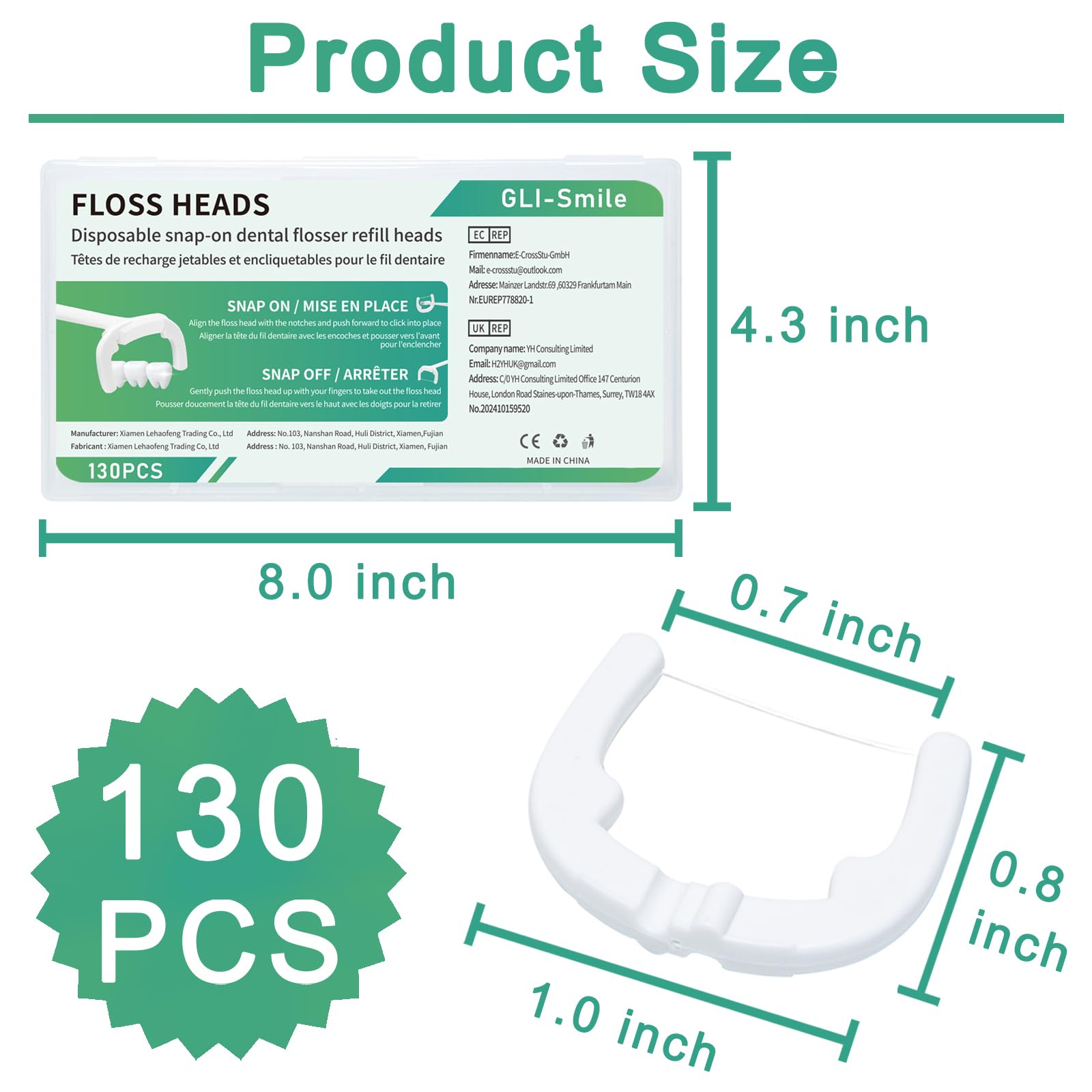 GLI-Smile cabeza ensamblada en flosser Listerine, ajuste seguro