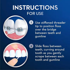 GLIDE hilo en uso alrededor de freno, mejora la limpieza interdental