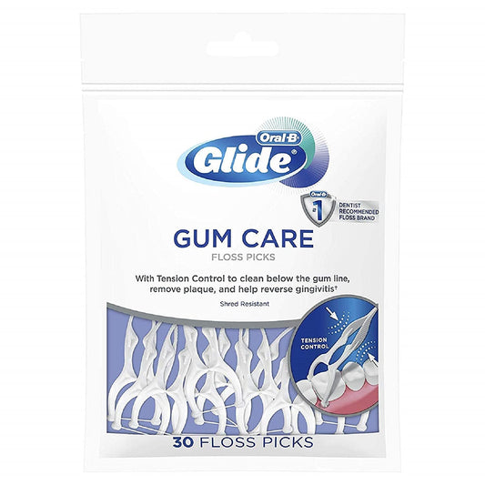 Glide Oral-B frente del empaque mostrando cantidad y formato, práctico para ahorro