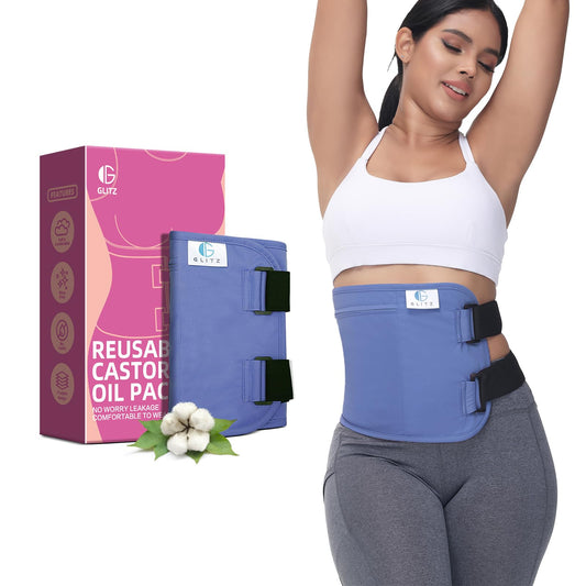 glitz compresa frontal violeta mostrando ajuste y protección contra manchas