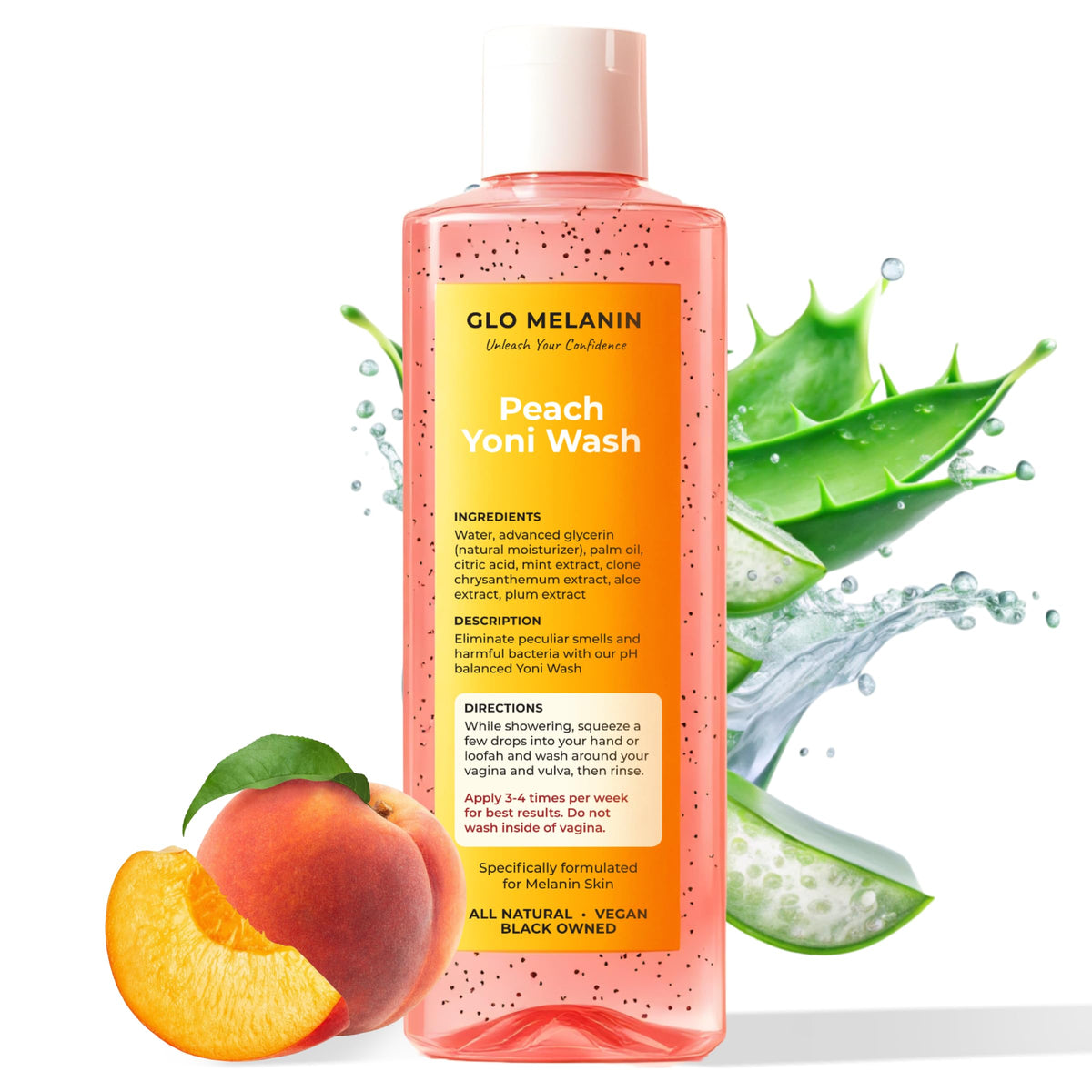 Glo Melanin frente del envase mostrando diseño y beneficios