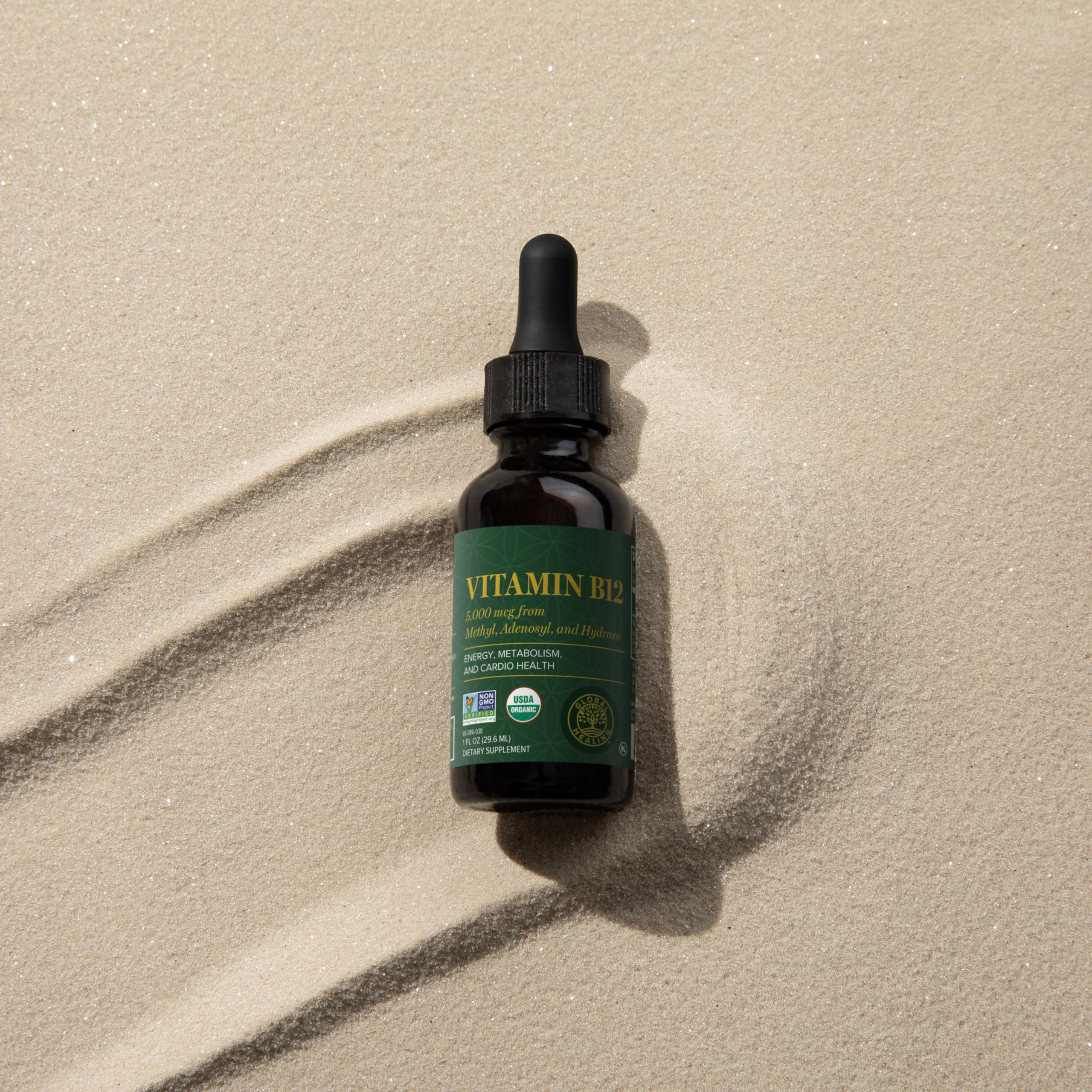 Global Healing Center comparación de tamaño del frasco 1 fl oz para control de porciones