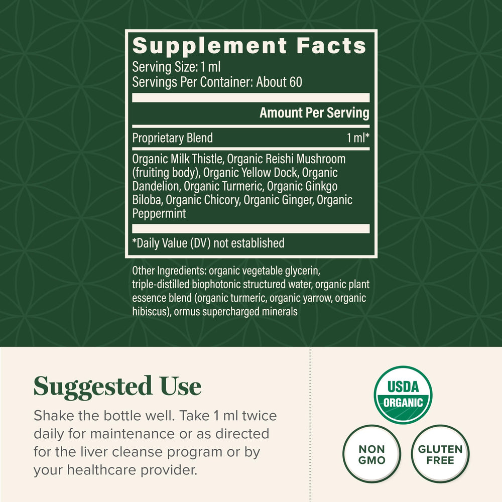 Global Healing Center etiqueta informativa visible con beneficios y ingredientes