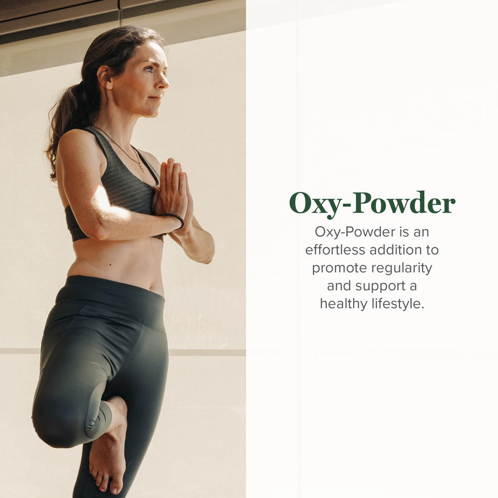 Global Healing Center Oxy Powder cápsulas en primer plano para fácil ingestión