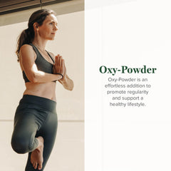 Global Healing Center Oxy Powder cápsulas en primer plano para fácil ingestión