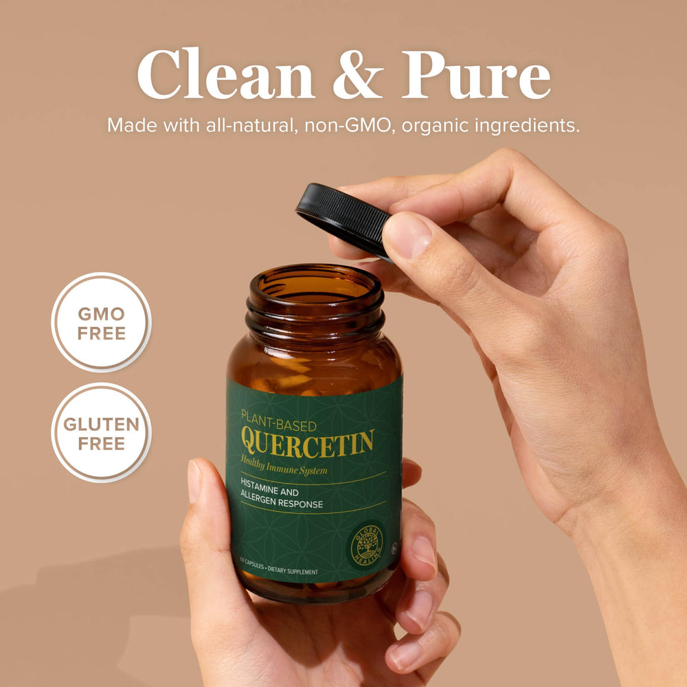 Global Healing Center etiqueta con información de QuerceFIT y beneficios