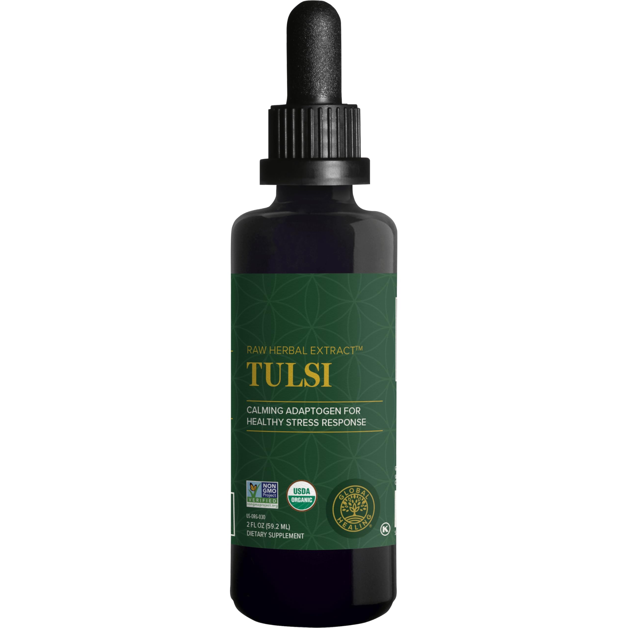 Global Healing Center frasco frontal de Tulsi con envase portátil y confianza