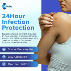 Globe detalle de etiqueta con ingredientes activos y ventajas claras