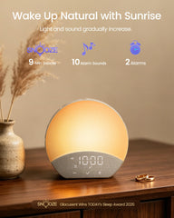 Glocusent primer plano de los 43 LEDs que ofrecen luz de amanecer sin deslumbrar