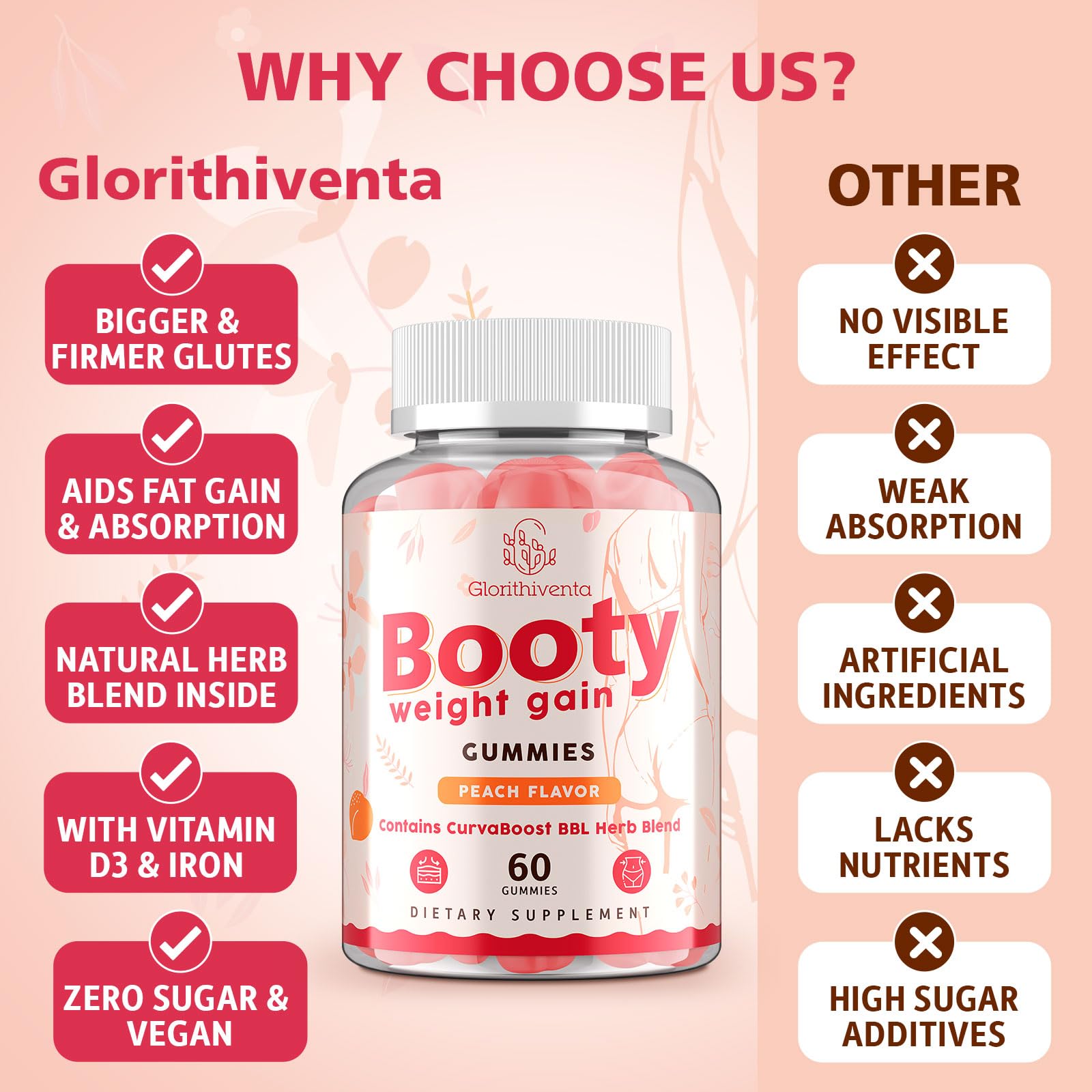 Etiqueta nutricional Glorithiventa con creatina, vitamina D3 e hierro legibles