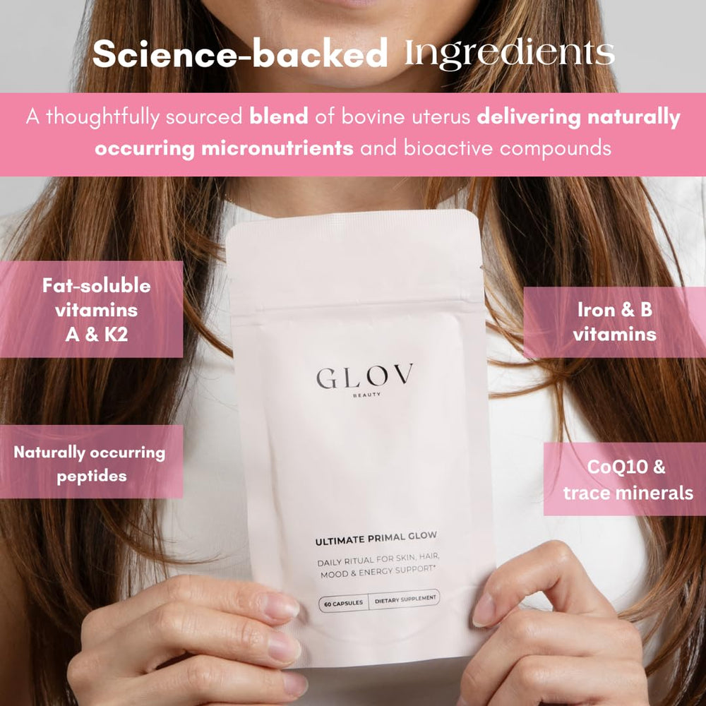 Glov Beauty etiqueta con lista de ingredientes y verificación de calidad para confianza
