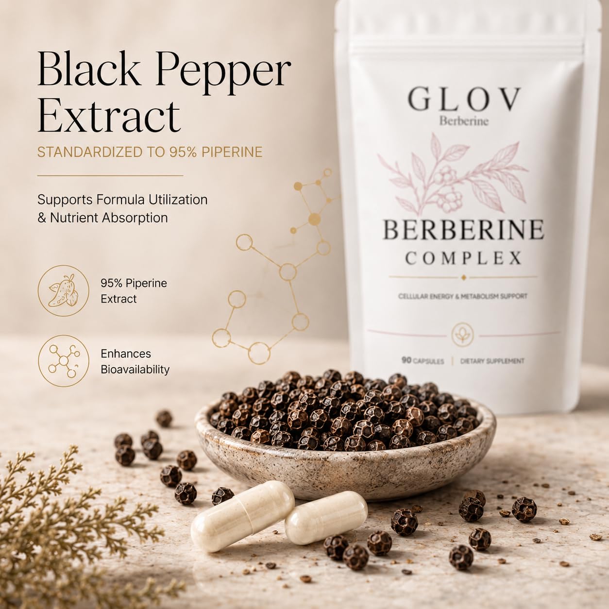 glov berberine bote abierto con cápsulas mostrando cantidad por envase