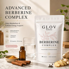 glov berberine cápsulas detalle de textura vegetal para fácil ingestión