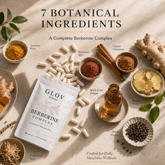 glov berberine canela cúrcuma jengibre vinagre de manzana en primer plano