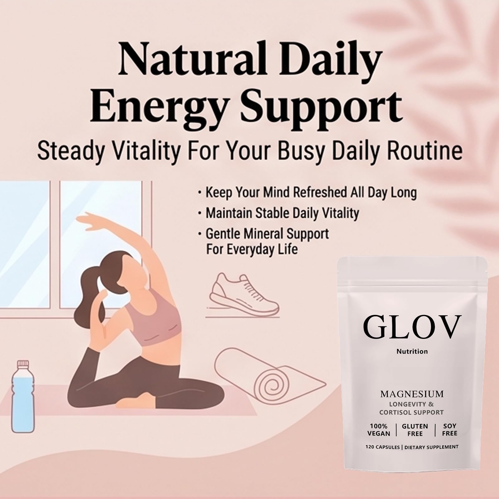 Glov Nutrition cápsula junto a moneda para comparar tamaño y facilidad