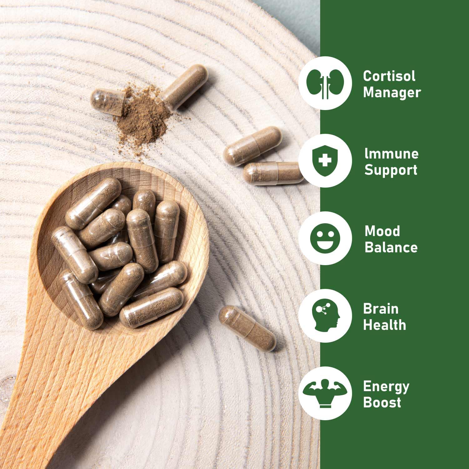 GlowEver ingredientes principales: ashwagandha, hongos y ginseng para apoyo diario
