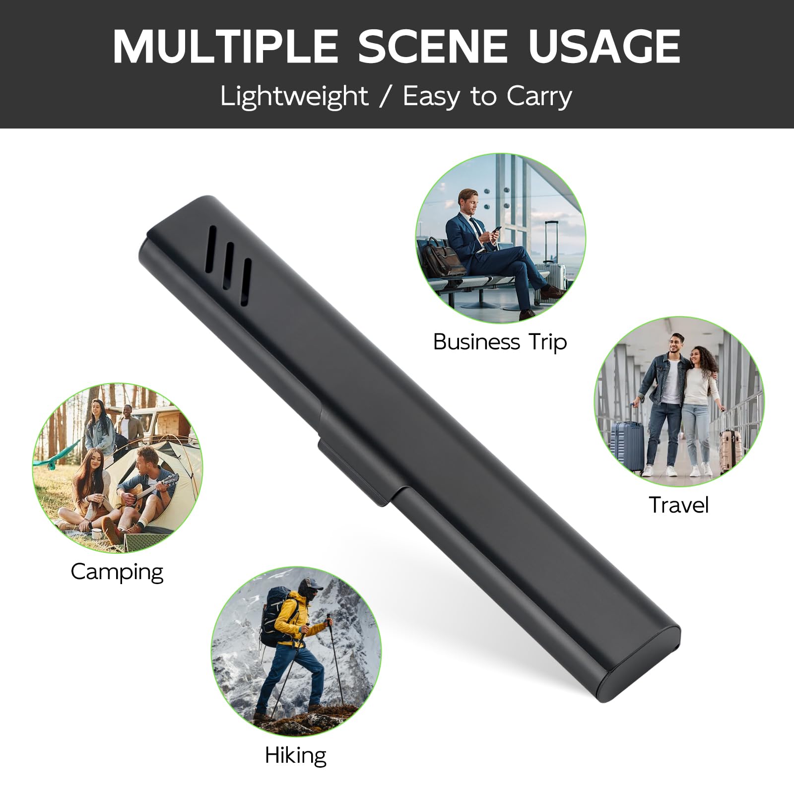 Glowivize estuche en camping mostrando durabilidad y uso al aire libre