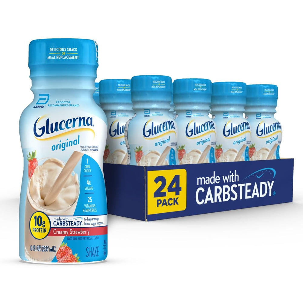 Glucerna envase frontal mostrando la marca y beneficios nutricionales.