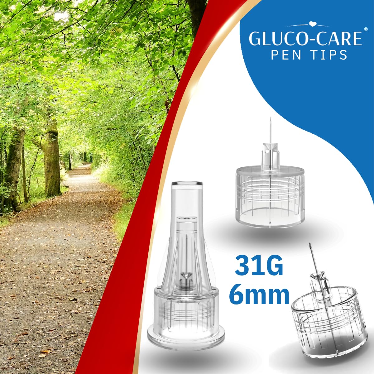 GLUCO-CARE comparación tamaño en mano para valorar longitud 6 mm