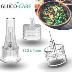 GLUCO-CARE primer plano del extremo electropulido mostrando menor fricción