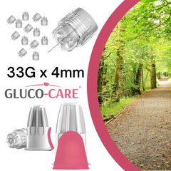 GLUCO-CARE detalle de la punta 33Gx4mm, pared extra delgada visible