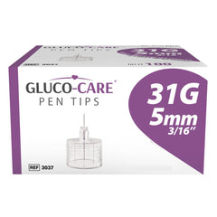 GLUCO-CARE punta conectada a pluma compatible demostrando ajuste twist-on